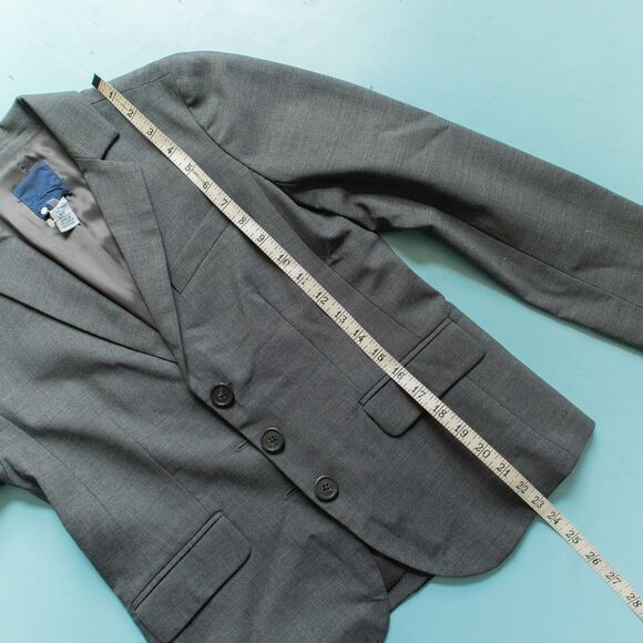 J Crew Vintage Y2K Dark Gray Button Blazer Jacket Size 2 Wool Blend Business - Picture 5 of 6